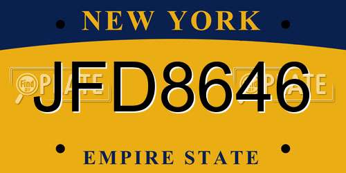 JFD8646 New York License Plate
