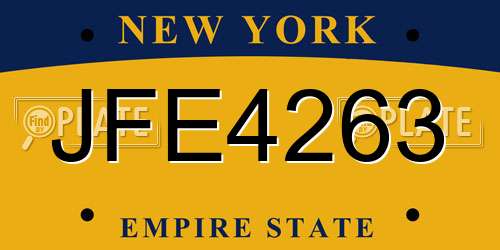 JFE4263 New York License Plate