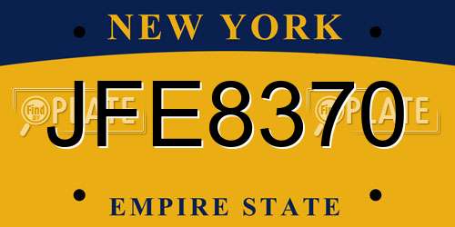 JFE8370 New York License Plate