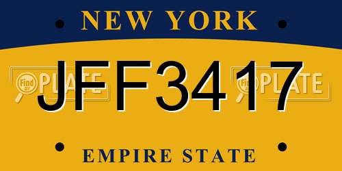 JFF3417 New York License Plate