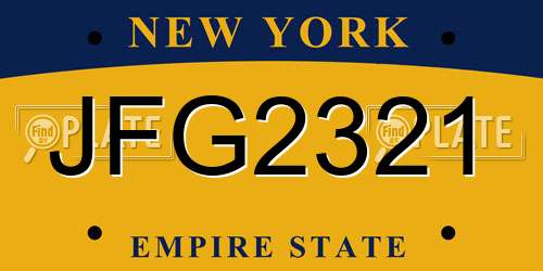 JFG2321 New York License Plate