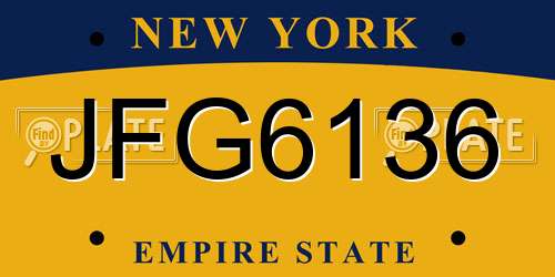 JFG6136 New York License Plate