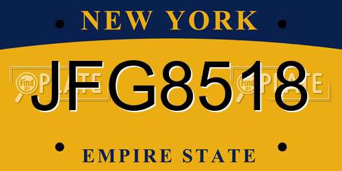 JFG8518 New York License Plate