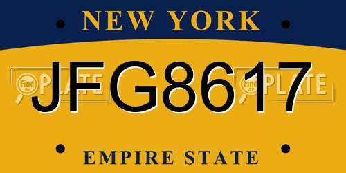 JFG8617 New York License Plate
