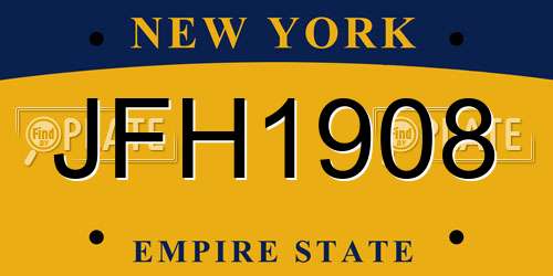 JFH1908 New York License Plate