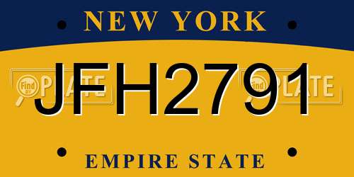JFH2791 New York License Plate