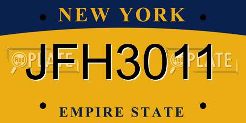 JFH3011 New York License Plate