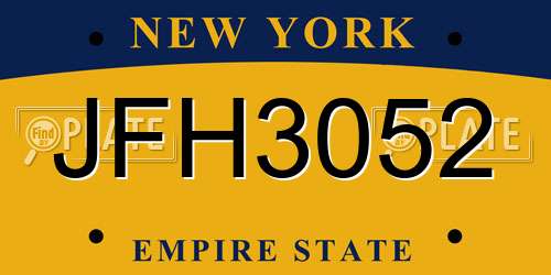 JFH3052 New York License Plate