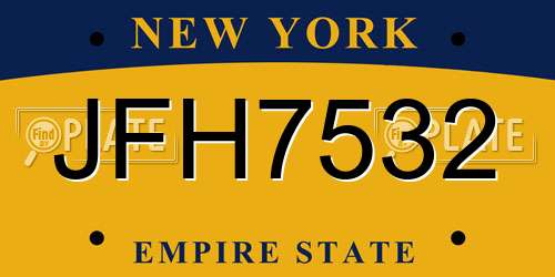 JFH7532 New York License Plate