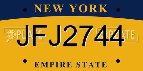 JFJ2744 New York License Plate