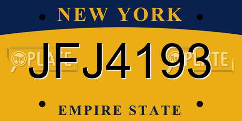 JFJ4193 New York License Plate