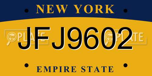 JFJ9602 New York License Plate