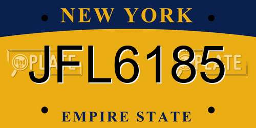JFL6185 New York License Plate