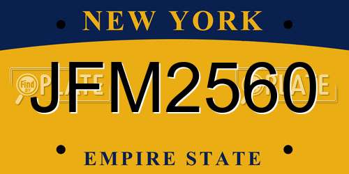 JFM2560 New York License Plate