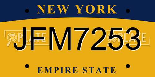 JFM7253 New York License Plate