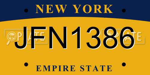 JFN1386 New York License Plate
