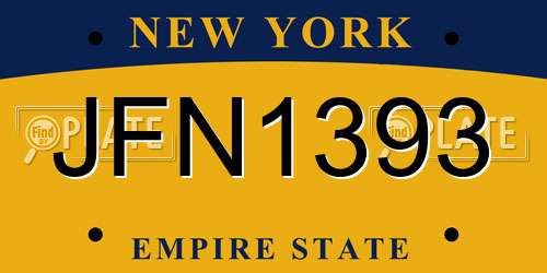 JFN1393 New York License Plate