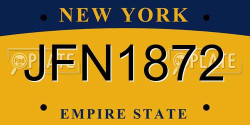 JFN1872 New York License Plate