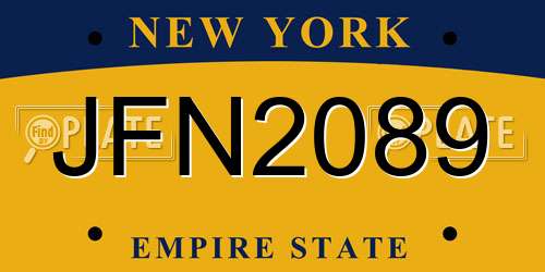 JFN2089 New York License Plate