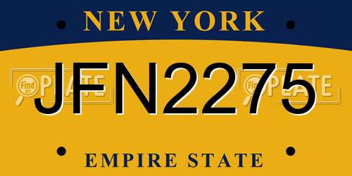 JFN2275 New York License Plate