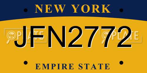 JFN2772 New York License Plate