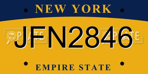 JFN2846 New York License Plate