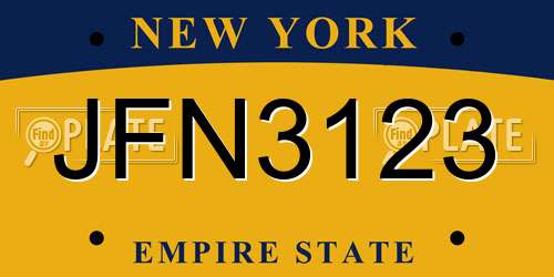 JFN3123 New York License Plate