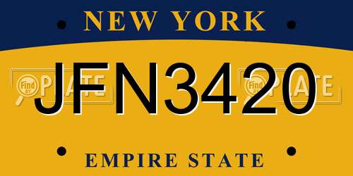 JFN3420 New York License Plate