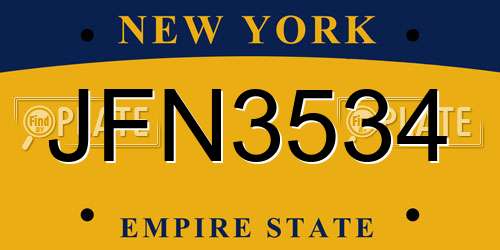 JFN3534 New York License Plate