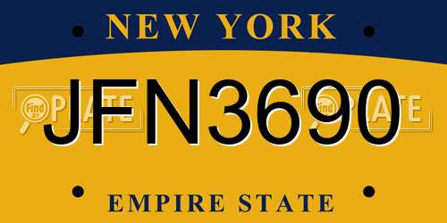 JFN3690 New York License Plate
