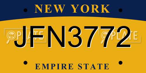 JFN3772 New York License Plate