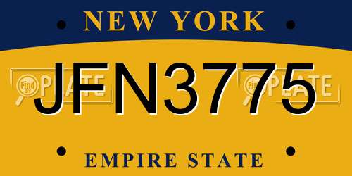JFN3775 New York License Plate