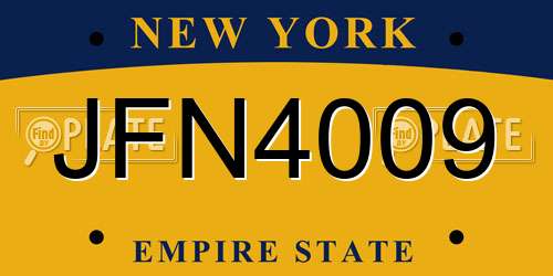 JFN4009 New York License Plate