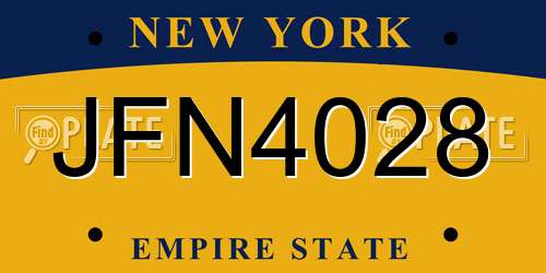JFN4028 New York License Plate