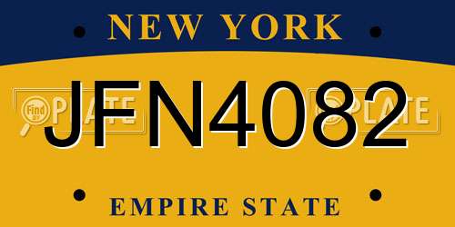 JFN4082 New York License Plate