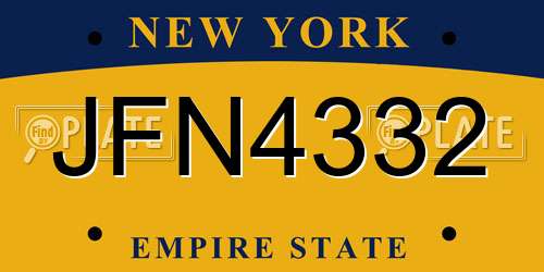 JFN4332 New York License Plate