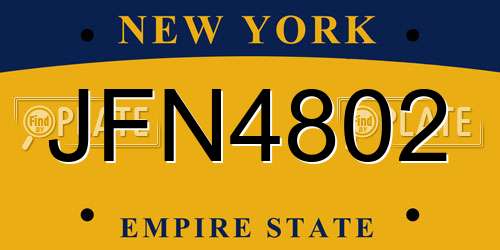 JFN4802 New York License Plate