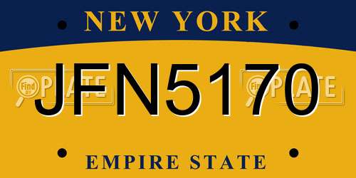 JFN5170 New York License Plate