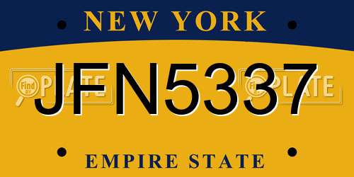 JFN5337 New York License Plate