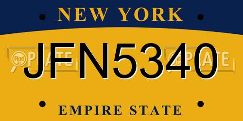JFN5340 New York License Plate
