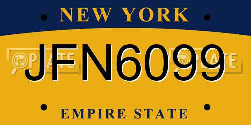 JFN6099 New York License Plate