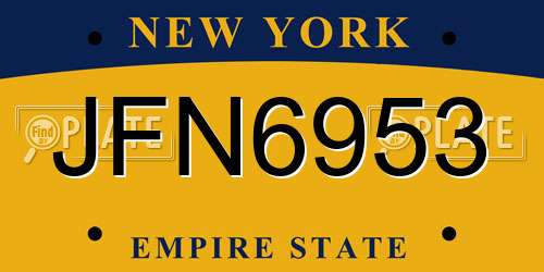 JFN6953 New York License Plate