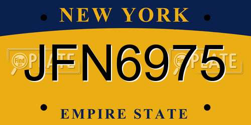 JFN6975 New York License Plate