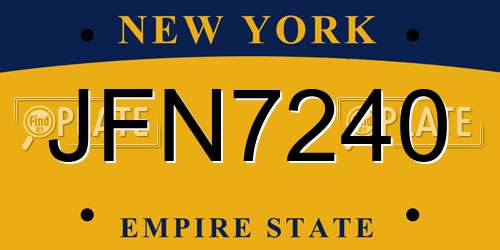 JFN7240 New York License Plate