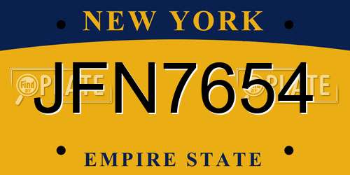 JFN7654 New York License Plate