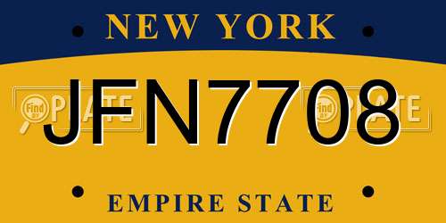 JFN7708 New York License Plate