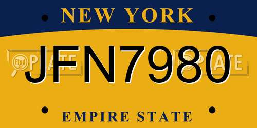 JFN7980 New York License Plate