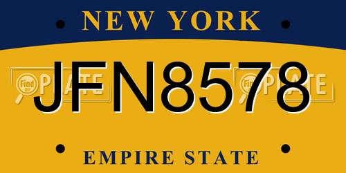 JFN8578 New York License Plate