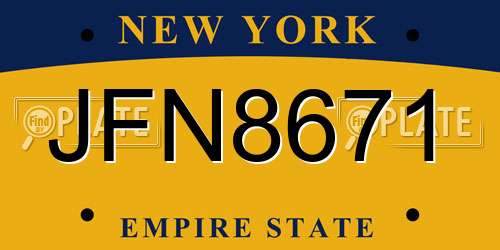 JFN8671 New York License Plate
