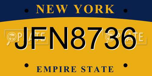 JFN8736 New York License Plate